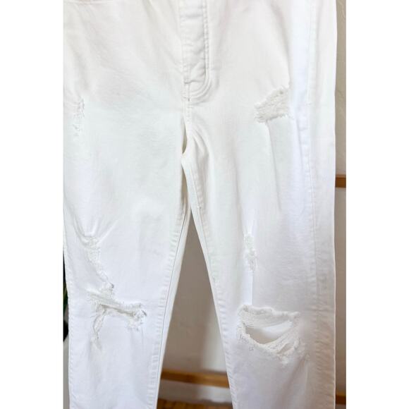 Old Navy Distressed White Sky-High Straight Leg Jeans - Picture 3 of 8